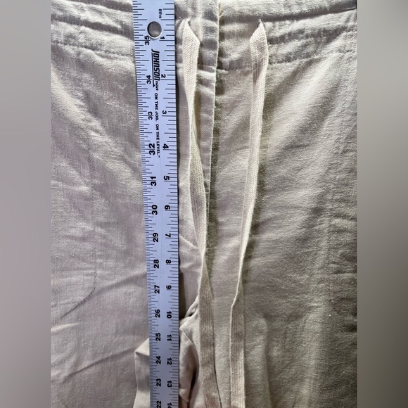 Talbots Linen Embroidered Capri Pants Womens 12 Wide  Leg Floral Soft Cute 2041 - Picture 6 of 10